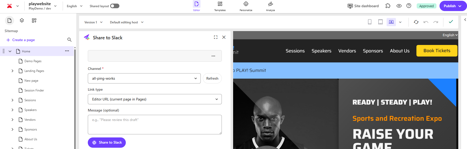 Share to Slack banners screenshot